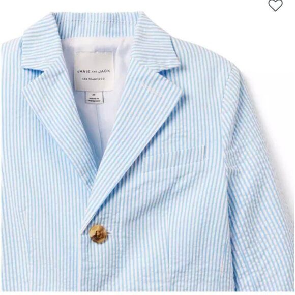 Janie and Jack 100049003 Boy Light Blue Stripe The Seersucker Blazer NWT - Picture 3 of 11
